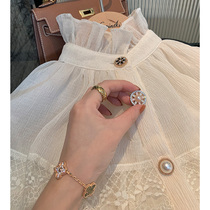 Spring and Autumn womens shirts spring 2021 new fashion French shirt womens design sense niche base lace shirt