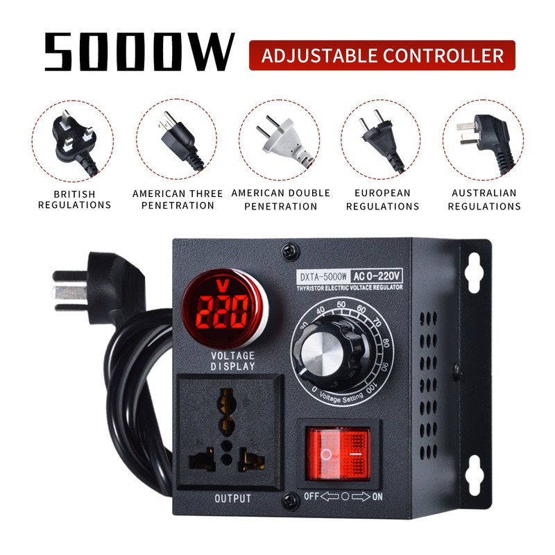 Blower Speed Regulator 5000W Exhaust Fan Angle Grinder Single-Phase Motor Speed Control Switch Electric Furnace Temperature Control