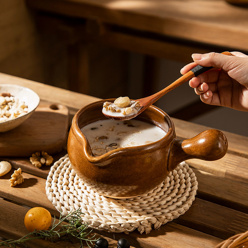 Ten thousand earth-fired Japanese-style ceramic baby baby non-staple food pot one-person cooking noodle small milk pot uncoated gas stove suitable for