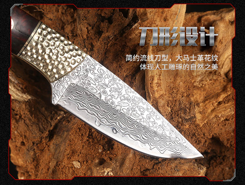 Damascus thép dao thẳng dao ngoài trời lĩnh vực công cụ sinh tồn thẳng dao tự vệ quân sự dao hoang dã sống sót kiếm - Công cụ Knift / công cụ đa mục đích dao găm rambo