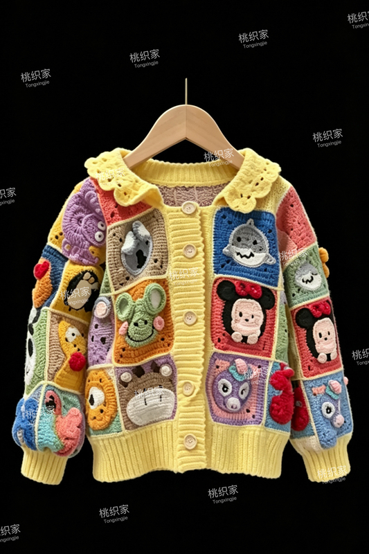 Finished Product - Hand-Crocheted Animal Cartoon Sweater Cardigan Jacket