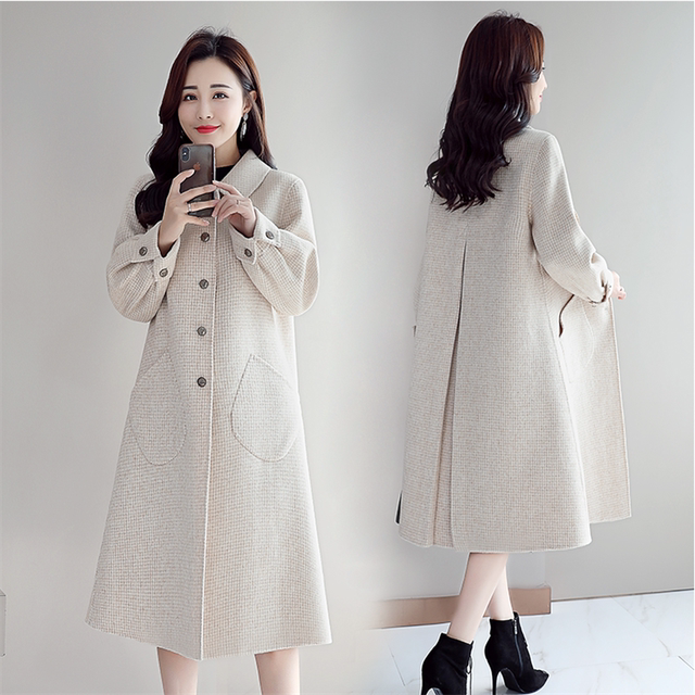 High-end temperament red coat women's mid-length 2022 new forest Korean style suit collar autumn and winter woolen coat women