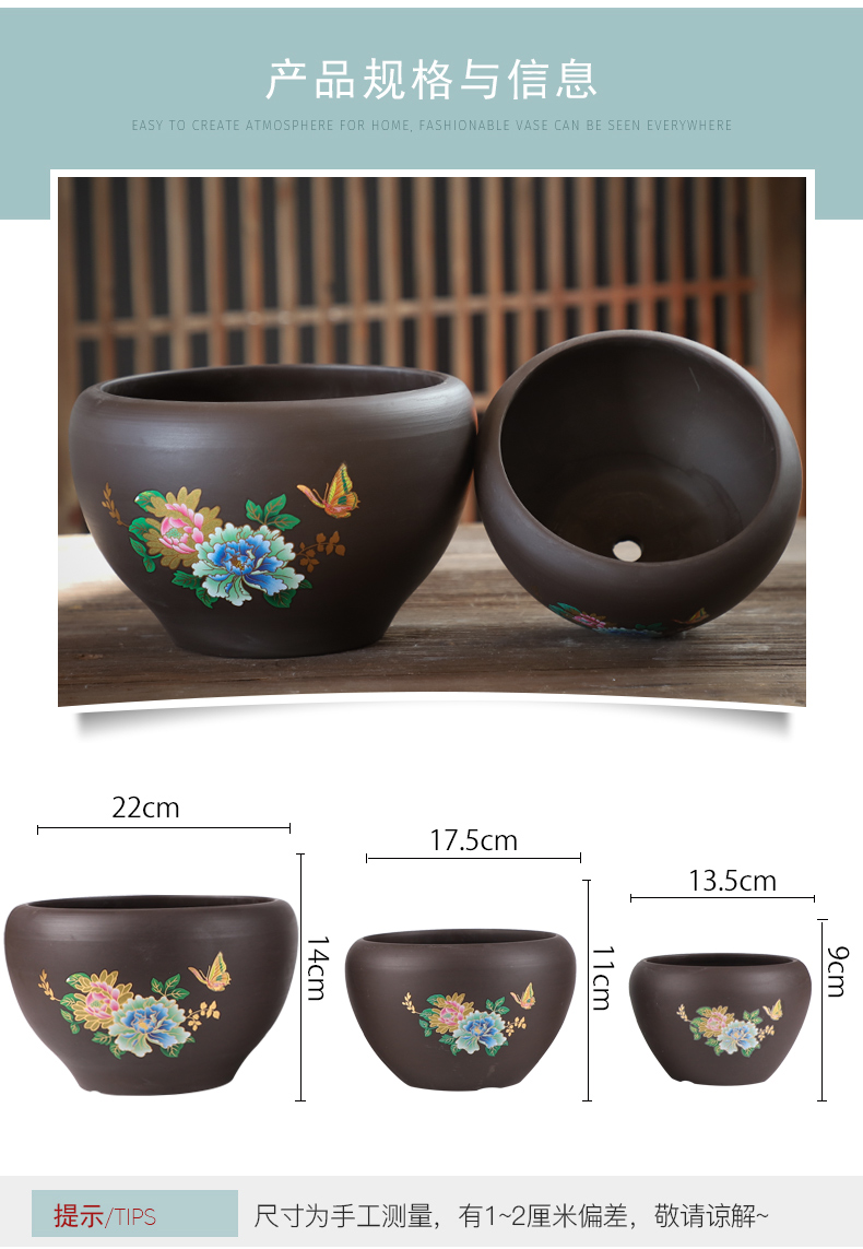 Flowerpot ceramic creative move large extra large special offer a clearance with tray was contracted household more than other meat flower pot