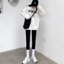 Matte shark fish leather beating bottom pants female spring and autumn slim fit outside wearing lift hip tight slim leg Barbie with high bounce pressure yoga pants