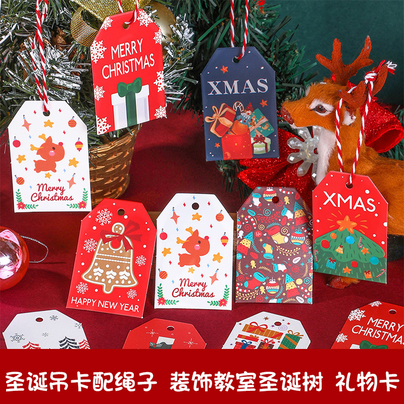 Christmas cards English merry christmas Wish Card Pendant tree Christmas Tree Decorations Pendant hanging Pendant Christmas Decorations Companion Hand Gift Wrapping Small Card Message Card Thank You Card-Ta