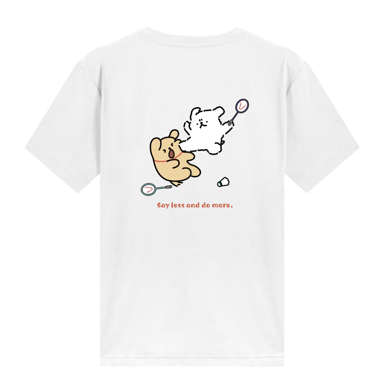 Korean Style Funny Line-Drawing Dog Quick-Drying Cotton Badminton Shirt Couple Cultural Shirt Casual Sports Short-Sleeved Cotton-Feel T-Shirt ins