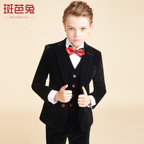 Childrens suit suit thick velvet middle and big boy handsome suit jacket boy flower girl dress costume spring and autumn