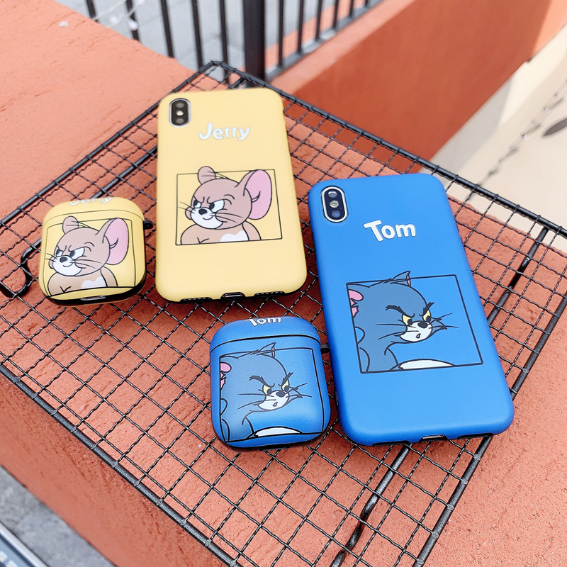cat and mouse for airpods1 2 protective case tom jerry apple wireless bluetooth earphone silicone case