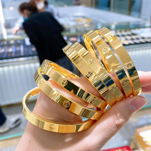 Золотой модный глянцевый браслет, 3D, простой и элегантный дизайн