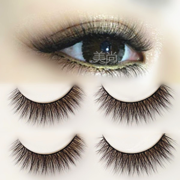 3D stereo hand simulation natural fiber long false lashes thick cross - simulation stage bride makeup eyelashes