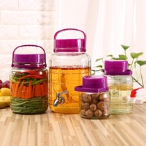 Jar glass bottle jar with barrel household head jar bayberry wine altar faucet glass self-brewed sealed wine bottle enzyme bubble