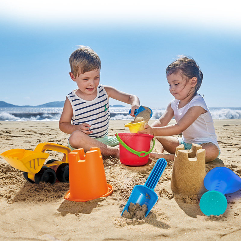 German Hape beach chic interesting 7 sets 1-year-old male girl small bucket shower child digging a sand puzzle toy-Taobao