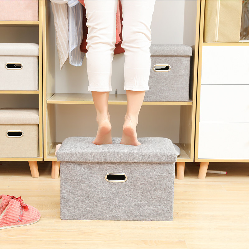 Storage stool storage stool household small stool can sit on adult rectangular sofa change shoe stool folding fabric storage box