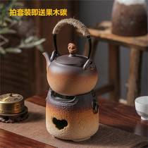 Cooking tea around the stove home outdoor travel tea set coarse pottery alcohol stove carbon stove tea set kettle beam kettle set