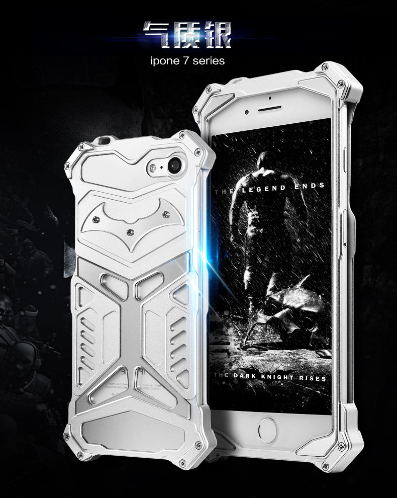 Crescent Knife Batman Stainless Steel Mirror Shockproof Aluminum Metal Case Cover for Apple iPhone 7 Plus & iPhone 7