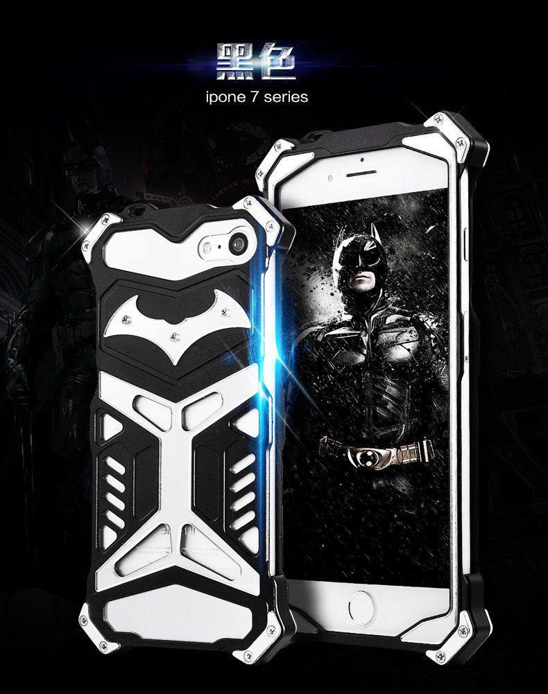 Crescent Knife Batman Stainless Steel Mirror Shockproof Aluminum Metal Case Cover for Apple iPhone 7 Plus & iPhone 7