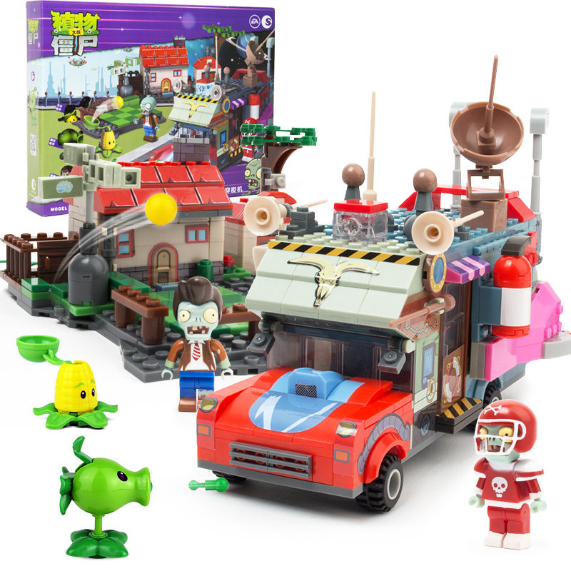 Genuine plant Wars Zombie time wearing shuttle machine building blocks Toys full set children's puzzle can be launched and assembled twisted eggs