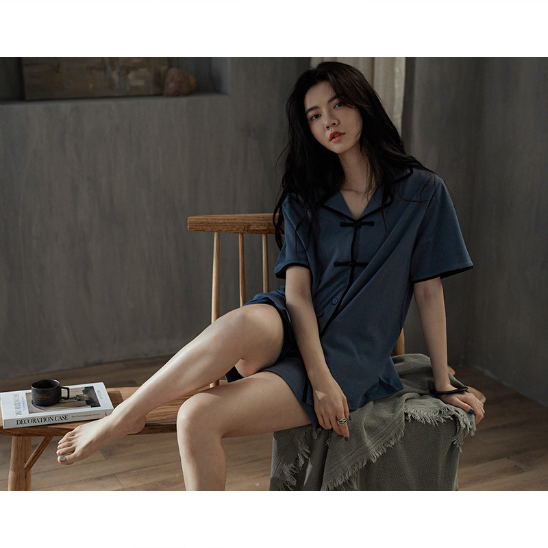 Pajamas women's summer pure cotton thin section 2021 new summer women's retro style short-sleeved cotton home suit suit
