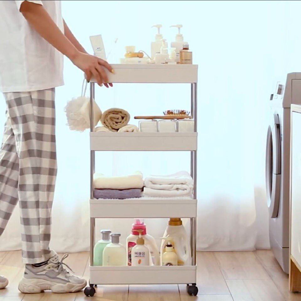 Makeup Room Bathroom Clips Sewn Shelving Shelving Kitchen Narrow Cabinet Fridge Washing machine Living room Floor Slit Shelf