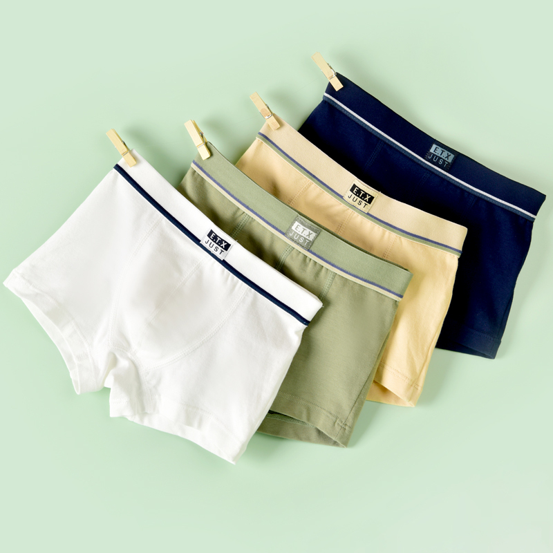 Children's Underwear, Boys' Boxer Briefs, Pure Cotton, Class A, Medium and Large Children, Boys, Students, Teenagers, Boxer Shorts, Solid Color Children's Underwear, Boys' Boxer Briefs, Pure Cotton, Class A, Medium and Large Children, Boys, Students, Teenagers, Boxer Shorts, Solid Color