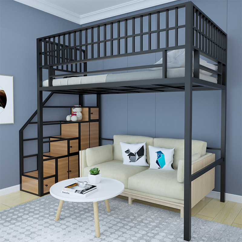Elevated bed under bed table pavilion bed duplex second floor bed apartment space-saving single upper loft overhead 1