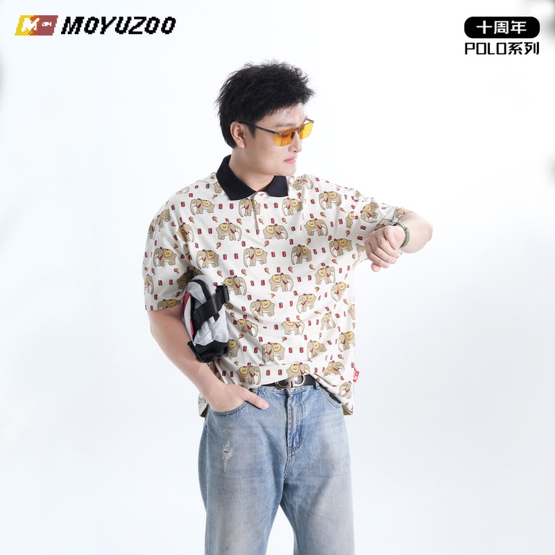 Tuyu Ban (Brand Name) 10Th Anniversary Series Mr.Quin New Polo Shirt, Loose Casual Retro Cool-Feeling Unisex Pure Cotton Tuyu Ban (Brand Name) 10Th Anniversary Series Mr.Quin New Polo Shirt, Loose Casual Retro Cool-Feeling Unisex Pure Cotton