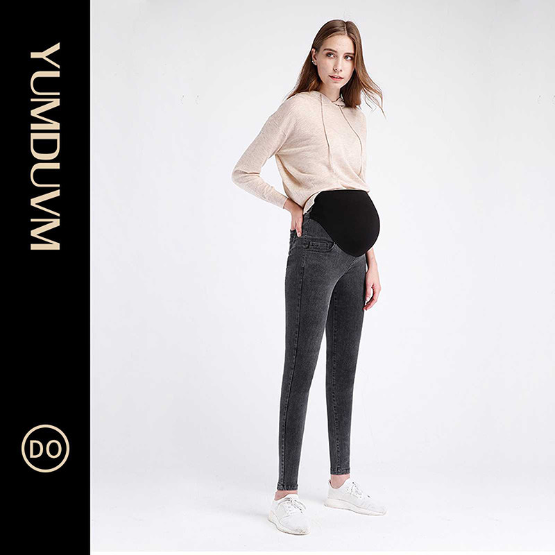 Nordic pregnant women's jeans wear high-bullet wear spring and summer thin pants