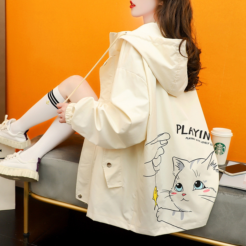 Plus-Size Women's Hooded Thin Mid-Length Sweatshirt 2026 Spring and Autumn New Korean Style Lazy Workwear Jacket Trendy