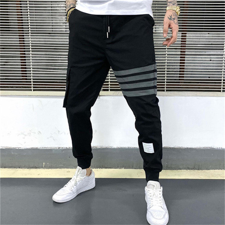 2022 autumn new TB casual trousers men's slim fit quick-drying pocket personality sports pants thin trendy sweatpants