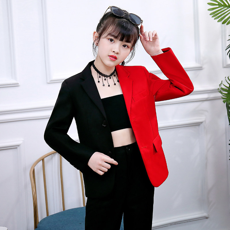 Girl suit suit fashion Korean girl model show catwalk small suit foreign style children's coat dress Spring