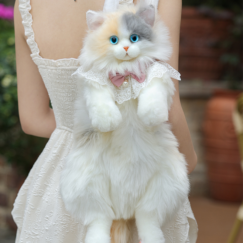 Simulated Cat Backpack, Calico Kitten Bag, Plush Toy, Gift for Friends, Girls' Birthday Gift, Children's Gift