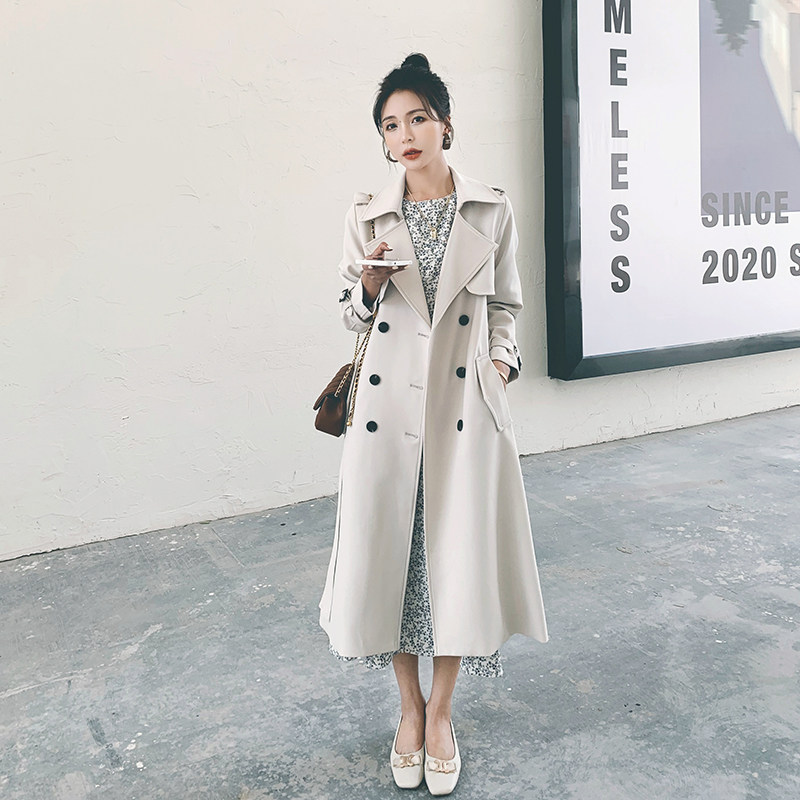 Windbreaker women's mid-length small man 2023 new spring and autumn high-end temperament popular over-the-knee British wind coat jacket