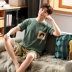 Cộng với phân bón XL nam ngắn tay bộ đồ ngủ cotton mùa hè mỏng phần thanh thiếu niên, trung niên người đàn ông béo 200 pound 300 pound Set Bộ đồ