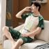 Cộng với phân bón XL nam ngắn tay bộ đồ ngủ cotton mùa hè mỏng phần thanh thiếu niên, trung niên người đàn ông béo 200 pound 300 pound Set Bộ đồ
