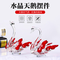Simple modern light luxury soft decoration living room TV cabinet entrance partition model room window decoration Crystal swan decoration