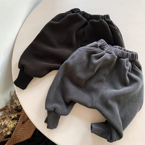 Child Clothing Flying Rat Pants Winter Plus Suede Thickened Children Loose PP Long Pants Male And Female Children Baby Boy Outside Wearing Down Pants