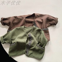 Spring new products Recommended for Korean version of cardiovershirt with small jacket 3 male and female child foreign air tide child clothes 2022 childrens baby blouses