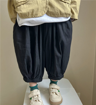 Male and female Han version 2023 OCEAN GAS LONG PANTS AUTUMN CLOTHING NEW CHILDREN LOOSE CASUAL PANTS BLACK CLOSED HAREN PANTS TIDE
