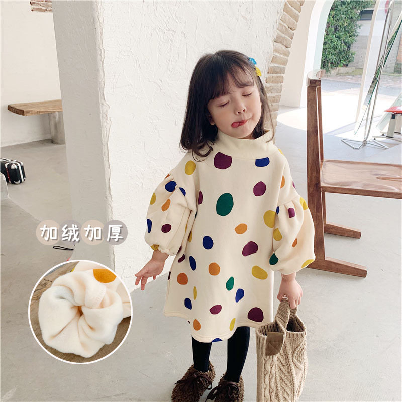 Girl Princess plus the skirt 2021 Net Red Fall Winter Dress Girl Yang Pie thickened long sleeve cotton T skirt