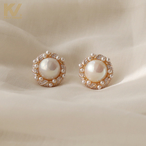 French pearl earrings female summer sterling silver earrings senior sense light luxury simple temperament earrings earrings female earrings