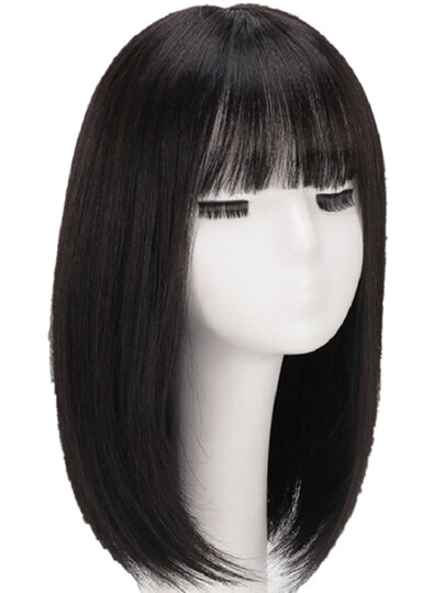 Женский парик, моделирующий лицо, омолаживающий, модный, из натуральных волос, с челкой, в стиле Синь Чжилей, длинный прямой парик.