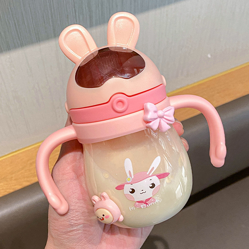 Children drinking water cup with straw baby drinking nipple cup baby learning to drink cup feeding bottle over one year old small capacity summer