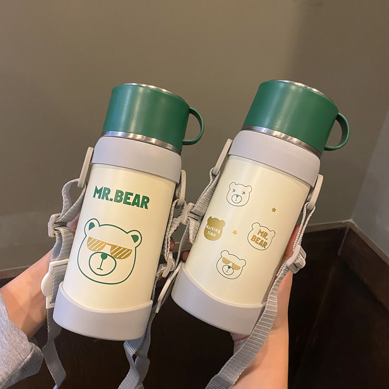 Children's insulation cup 316 stainless steel direct drinking cup large-capacity portable anti-fall drinking cup student cute kettle