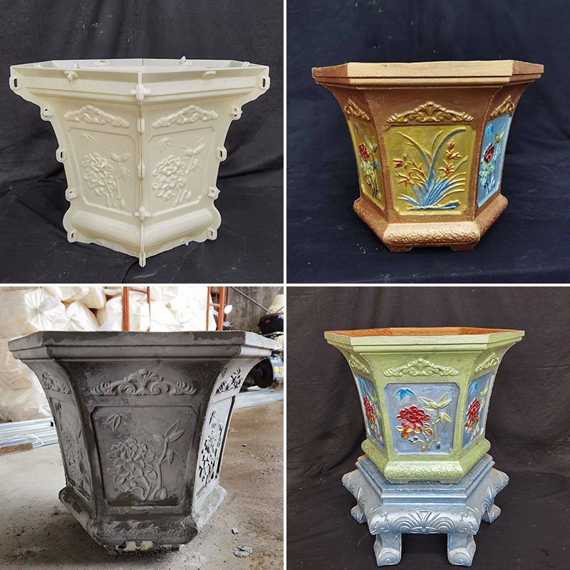 High foot hexagonal flower pot mold self-made European pot products deep basin thickness plastic production model
