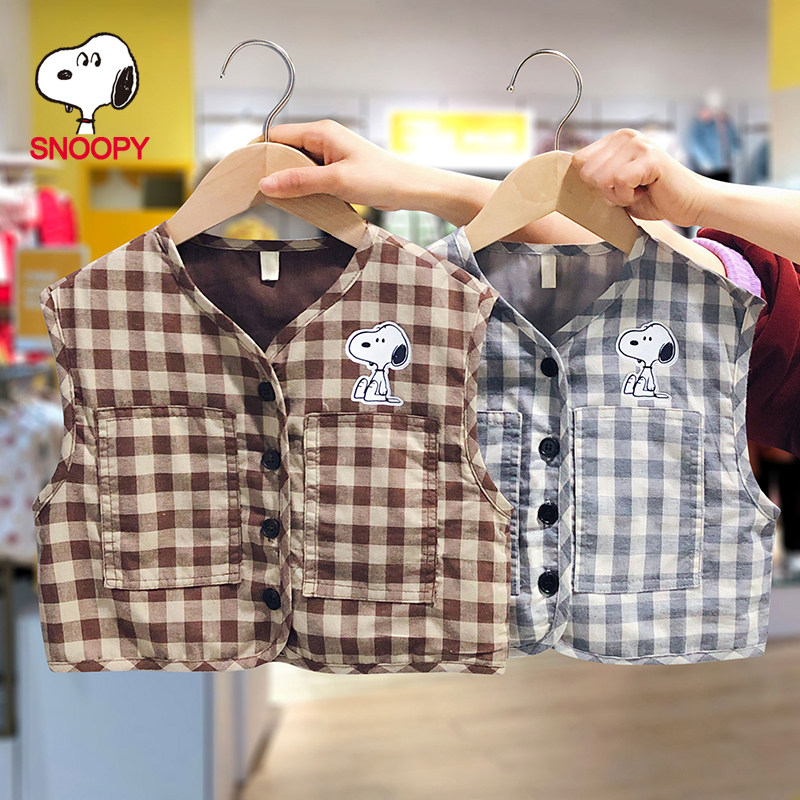 Shnuby Snoopy baby plaid Machia children Yanpai Kamshoulder 2022 new male and female child spring outwear