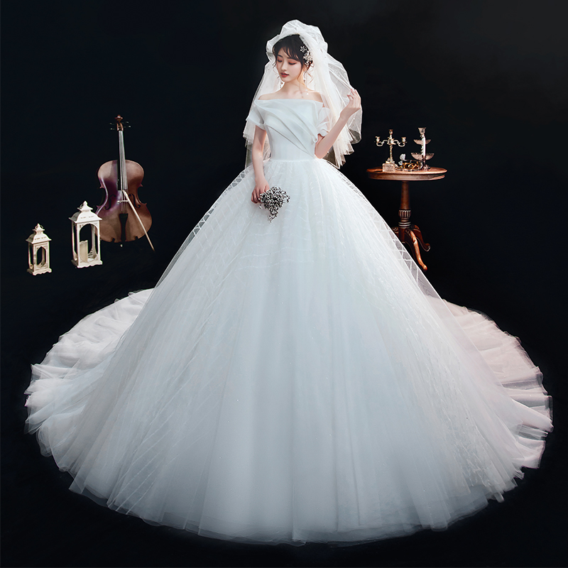 Summer advanced wedding dress for bride, french style, high-end, open shoulders Summer advanced wedding dress for bride, french style, high-end, open shoulders