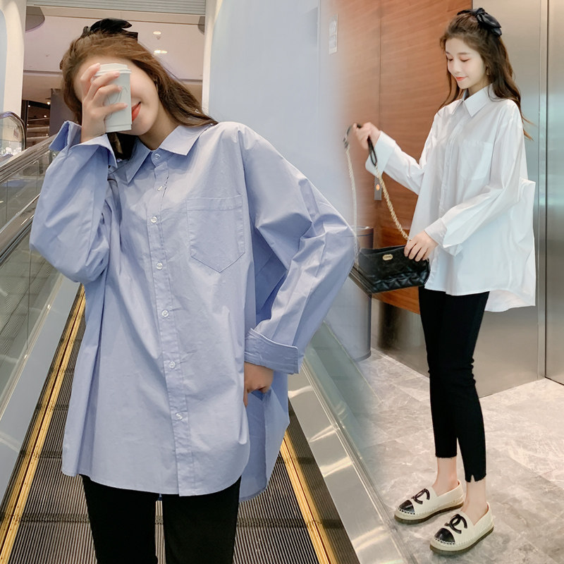 Maternity shirt mid-length long sleeves autumn work clothes to work spring and autumn style formal wear loose maternity professional wear tops