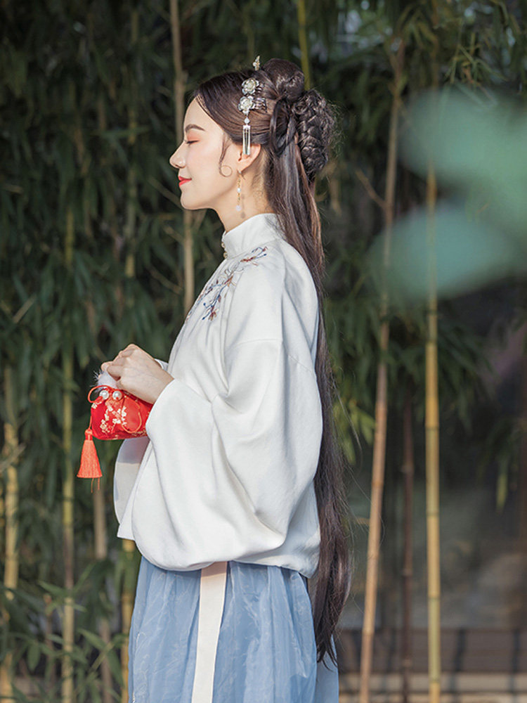 Court custom soup woman ancient style warm hand treasure set Hanfu silk satin embroidery mink handmade vintage cloth set