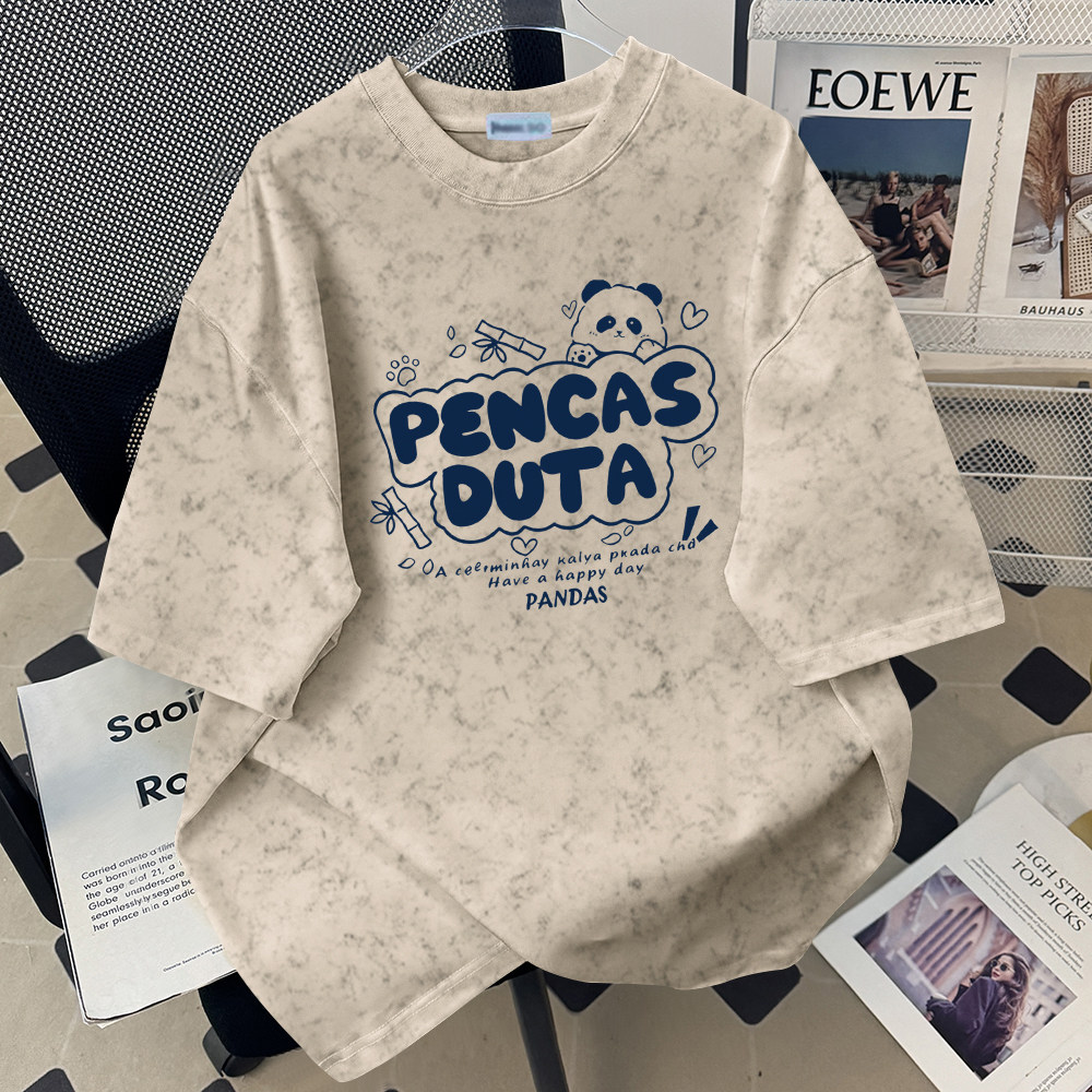 夏季别致时尚百搭扎染圆领短袖T恤衫夏季外穿显瘦宽松型潮流上衣