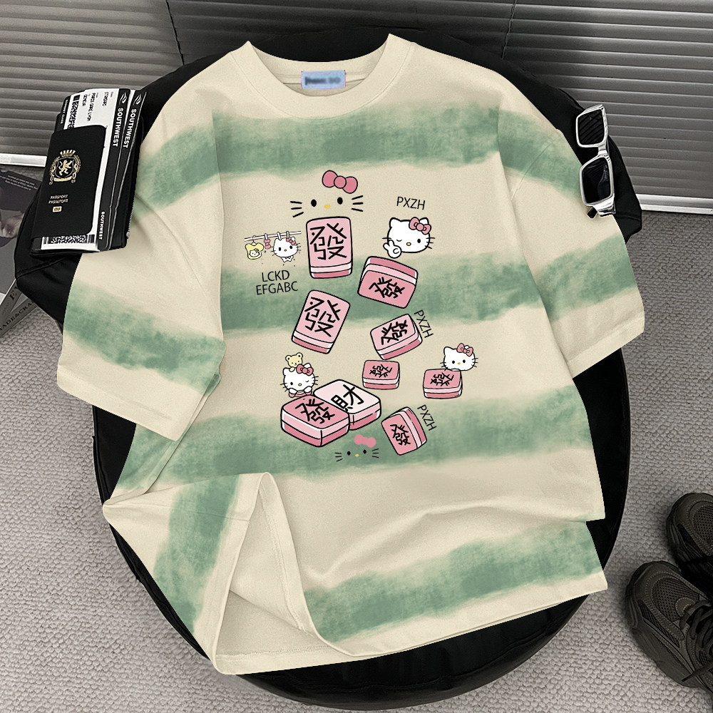 网红时尚短袖T恤衫扎染圆领男女款宽松外穿显瘦夏季潮牌气质上衣